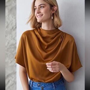 Elegant Brown Satin Blouse